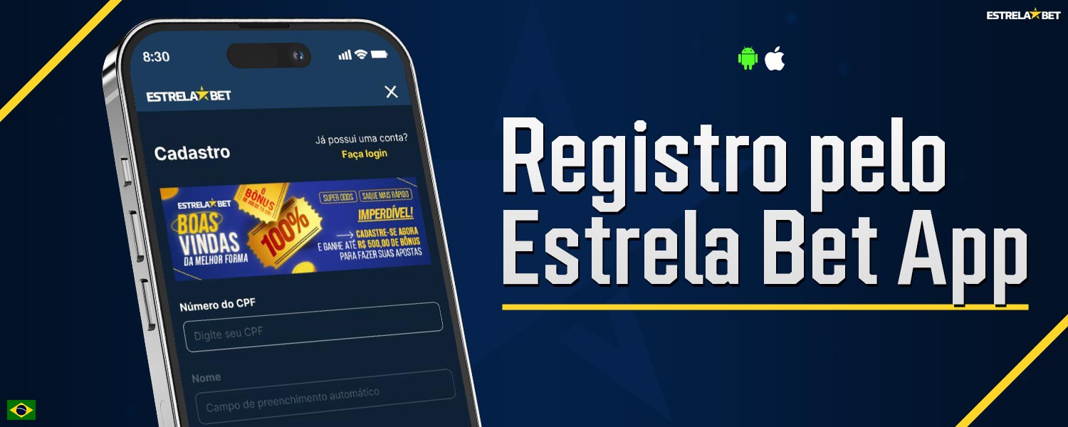 Guia de registro de conta no aplicativo móvel Estrela Bet.