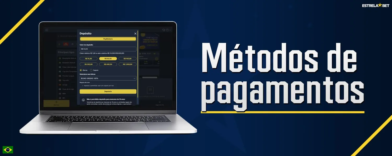 Métodos de pagamentos Estrela Bet.