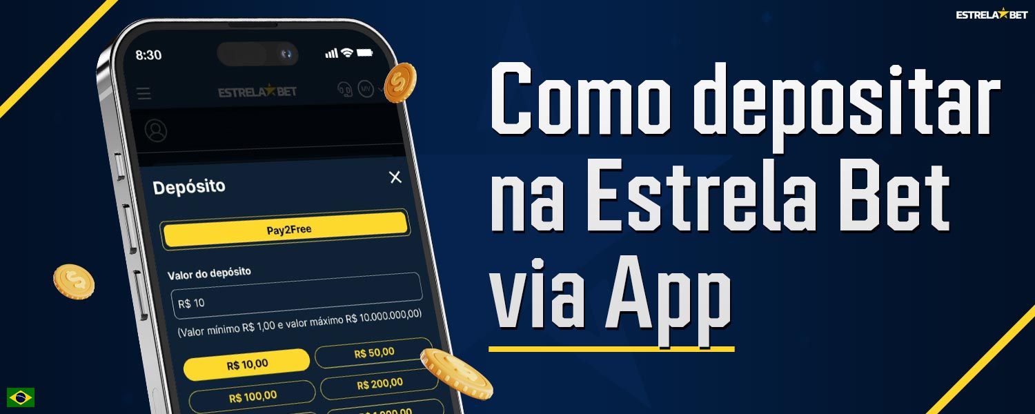 Guia detalhado sobre como jogadores podem fazer um depósito no aplicativo móvel Estrela Bet.